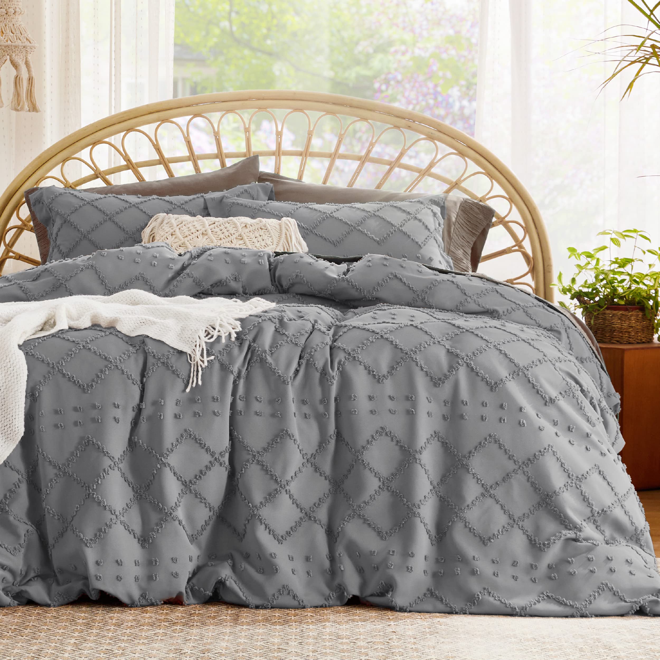 Bedsure Duvet Cover King Size - King Duvet Cover Set, King Boho Bedding Set For All Seasons, 3 Pieces Embroidery Shabby Chic Hom
