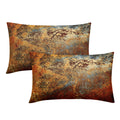 Brown Rust Metal Lumbar Pillow Covers 12X20 In Gold Rusty Cinnamon Copper Bronze Metallic Rectangular Pillow Cases Orange Teal R