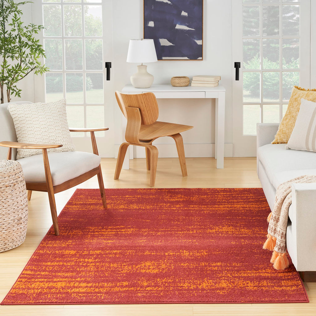 Nourison Essentials Indoor/Outdoor Solid Abstract Red 6' X 9' Area Rug, Easy Cleaning, Non Shedding, Bed Room, Living Room, Dining Room, Backyard, Deck, Patio (6X9)