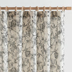 Jinchan Floral Curtains 84 Inches Long Black Flower Linen Farmhouse Curtains For Living Room French Country Vintage Curtains Rod Pocket Curtains Set 2 Panels Balck Flower Printed Curtains