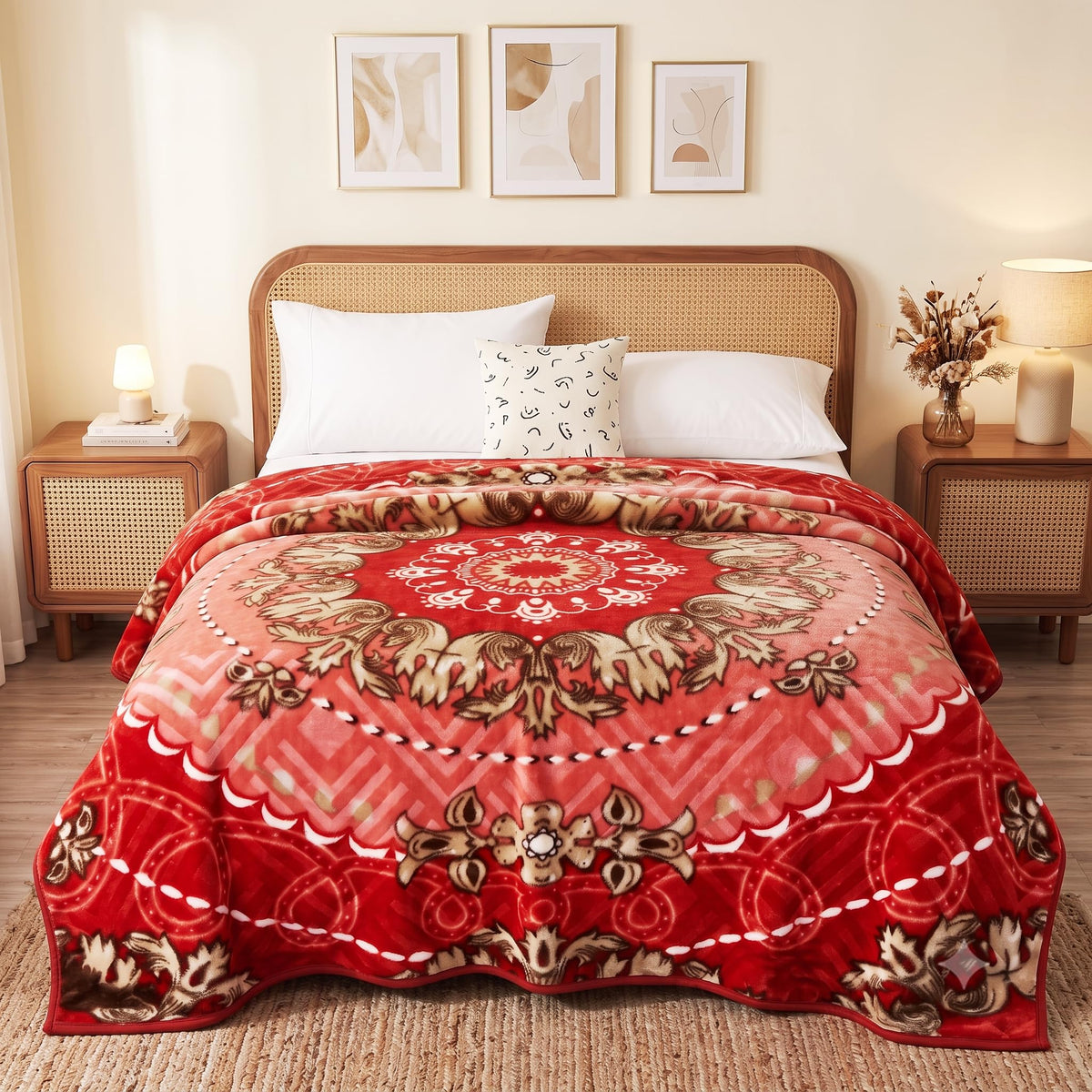 VAS COLLECTIONS Soft Mink Blanket 1500g  Plush Fleece, Warm & Cozy Mild Winter Blanket for King Size Double Bed 220 x 230 cm (G