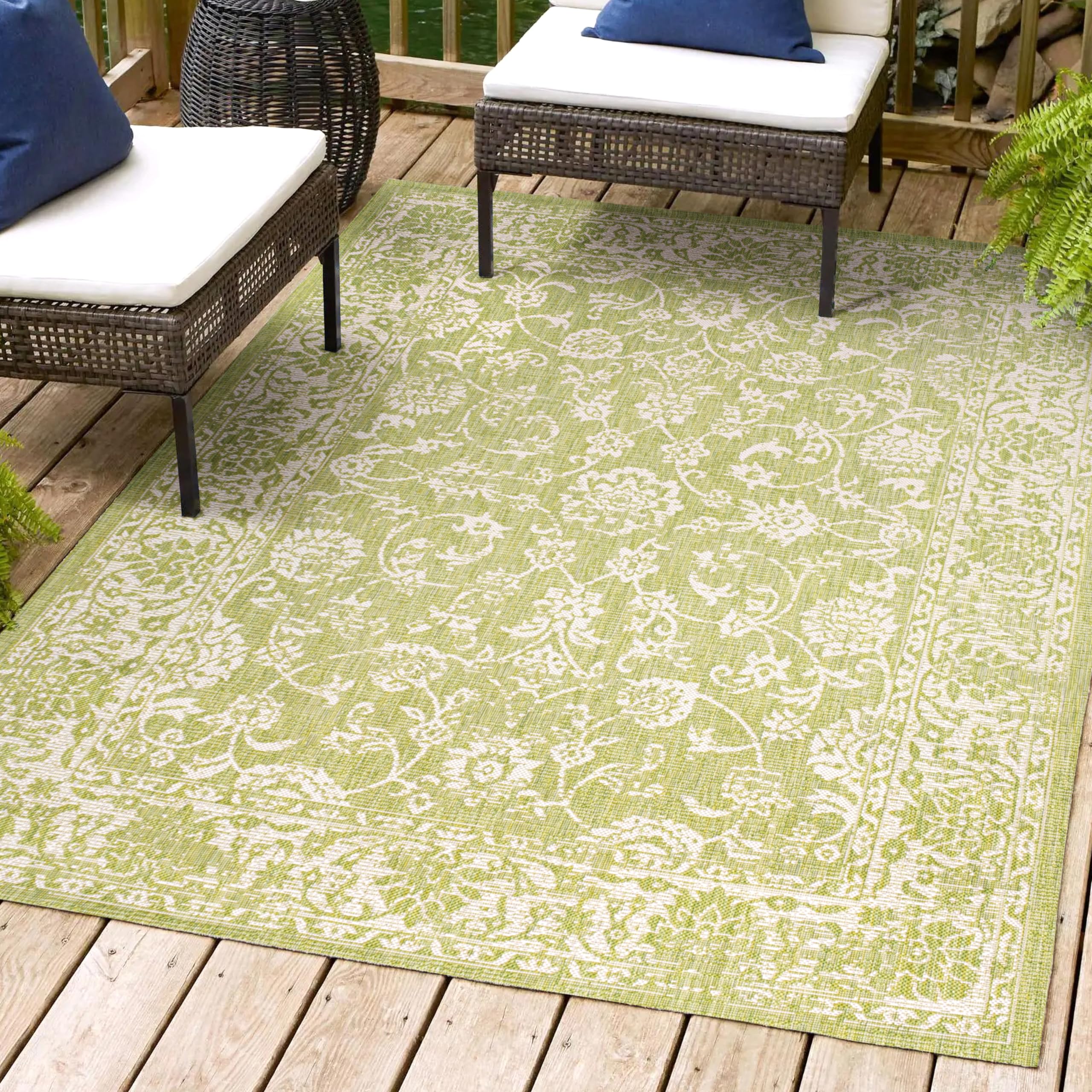 Jonathan Y Smb100D-4 Tela Bohemian Textured Weave Floral Indoor Outdoor Area-Rug, Coastal, Traditional, Transitional Easy-Cleani
