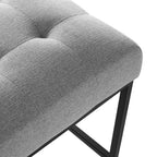 Modway Privy Black Stainless Steel Upholstered Fabric Bar Stool, Light Gray