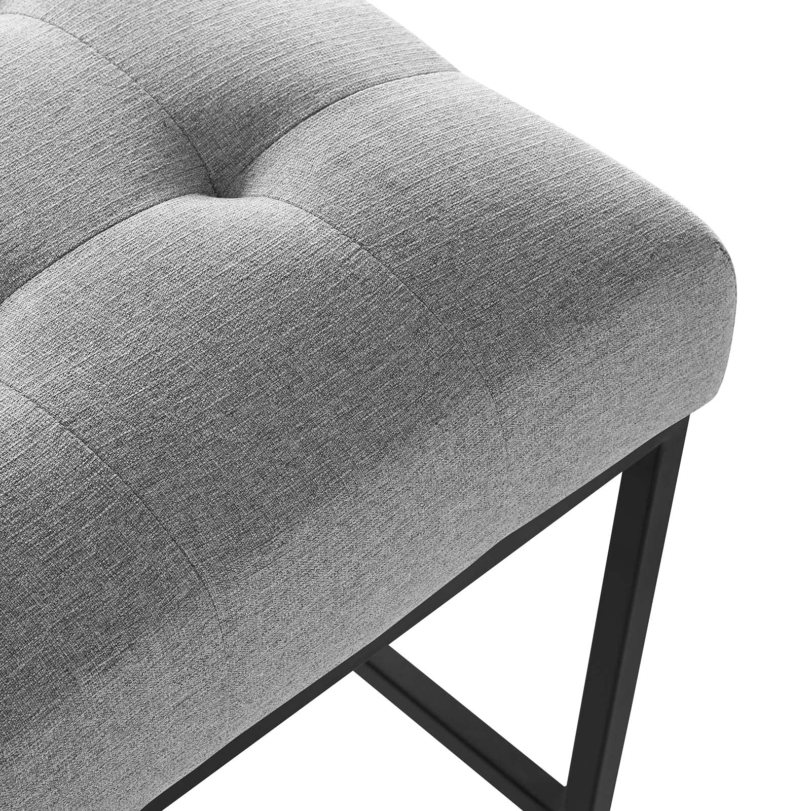 Modway Privy Black Stainless Steel Upholstered Fabric Bar Stool, Light Gray