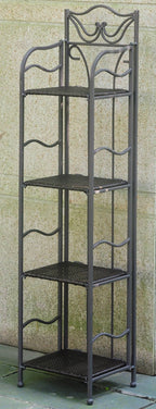 International Caravan Wicker Resin 4-Tier Folding Baker Rack In Chocolate, Brown