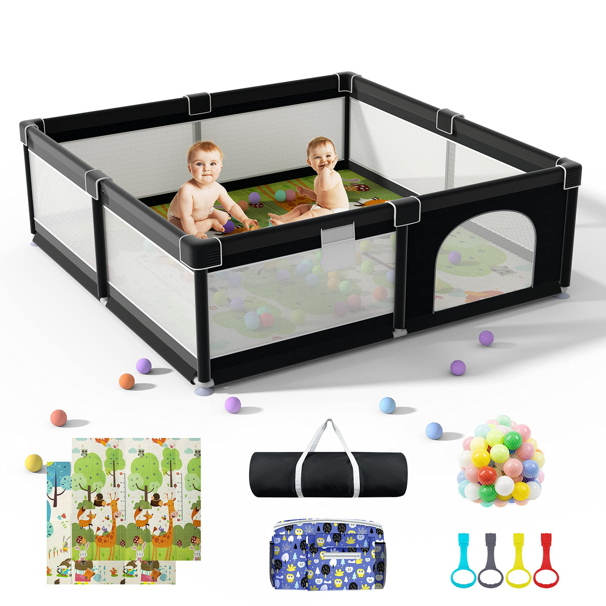 Lutikiang Extra Large 79inch X 71inch Baby Playpen With Mat, Baby Gate Play Yard, Portable Toddler Playpen, Large Play Pen For Babies,