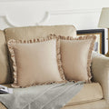 Gigizaza Champagne Decorative Throw Pillow Covers, 18X18 Velvet Ruffle Cushion Pillow Covers For Sofa Couch Set Of 2