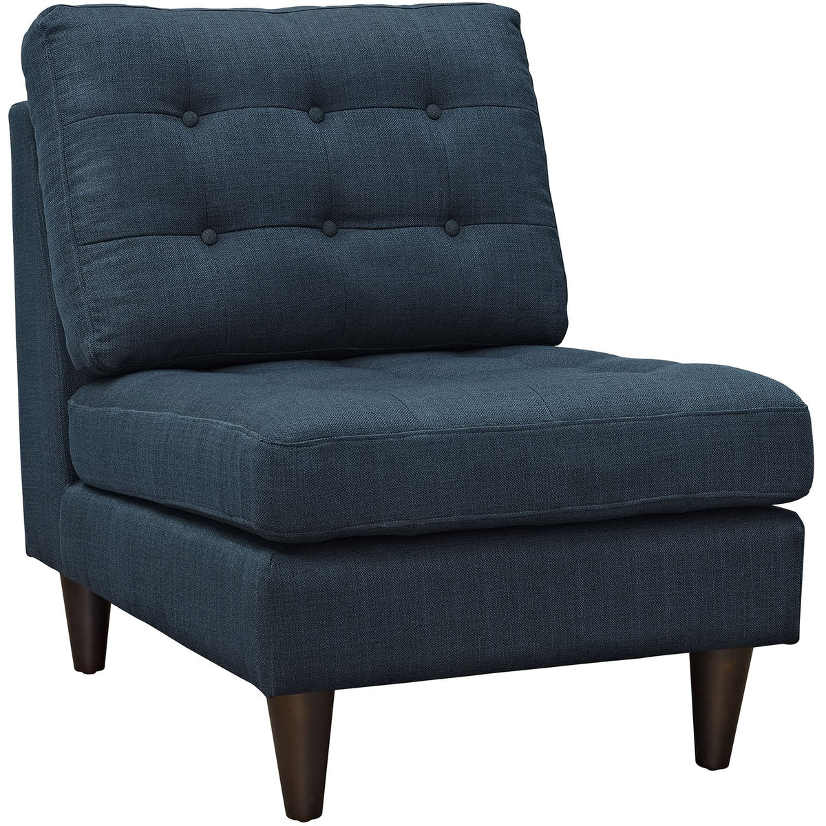 Modway Empress Midcentury Modern Upholstered Fabric Side Armless Lounge Accent Chair Azure