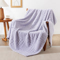 Exq Home Fleece Throw Blanket For Couch Or Bed - 3D Waffle Patchwork Pattern Jacquard Decorative Blankets - Cozy Soft Lightweigh