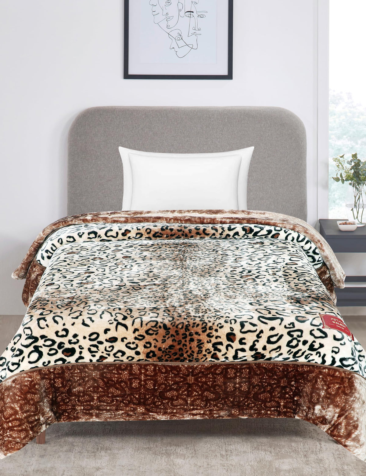 Petals Dreams Blanket Single Bed for Heavy Winter,1100 GSM, 2 Ply, Cloudy Mink Blanket (170x230 cm) (Leopard 02)