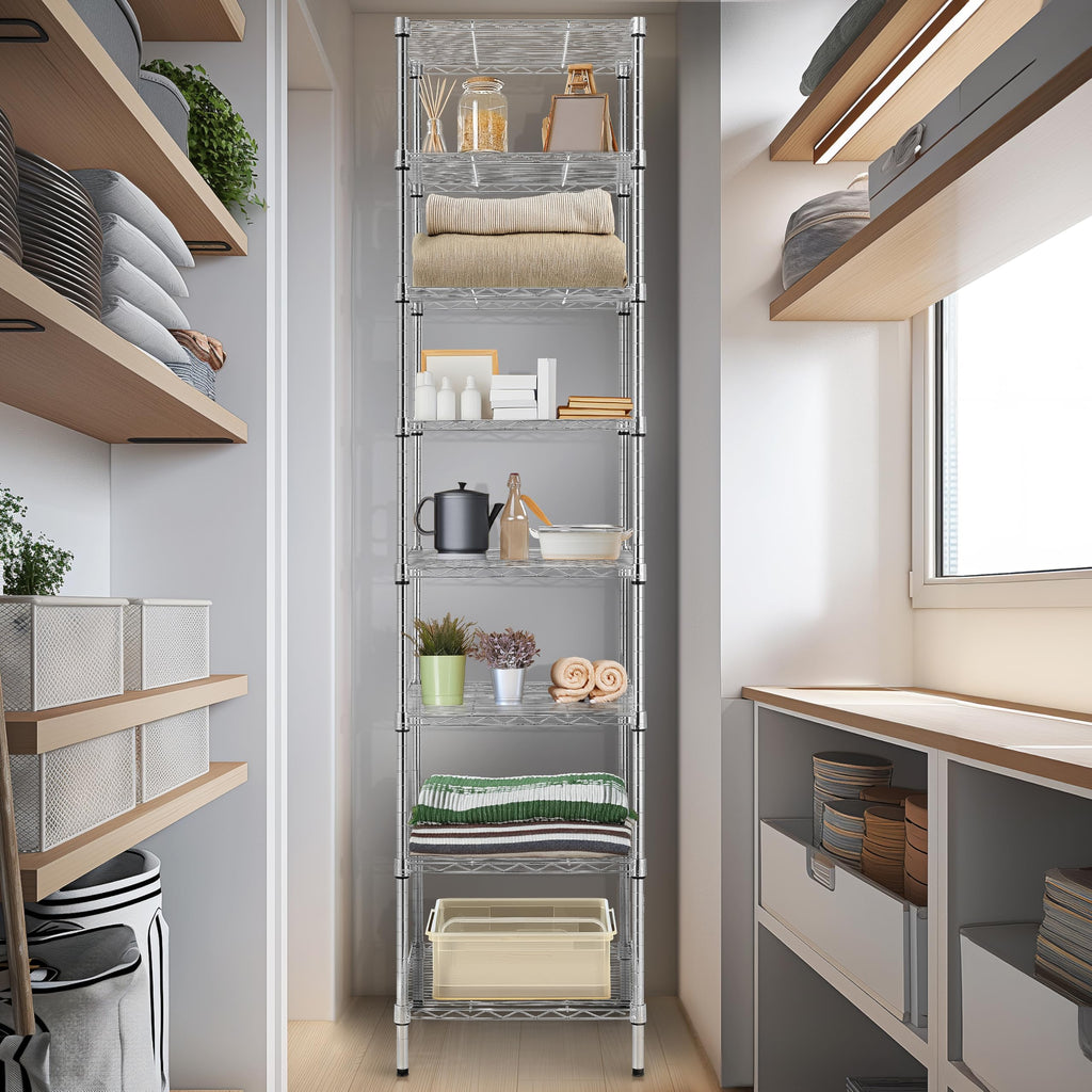 Finnhomy 8 Tier Wire Shelving Unit 18x18x78.8 inches Chrome Metal Adjustable NSF Certified