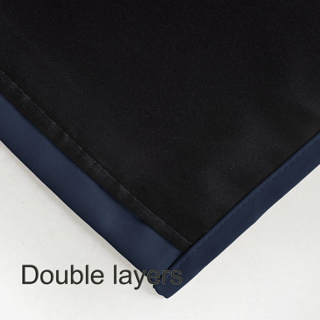 Lemomo 100% Blackout Navy Blue Curtains With Black Lining/52 X 63 Inch/Set Of 2 Panels Thermal Insulated Room Darkening Curtains