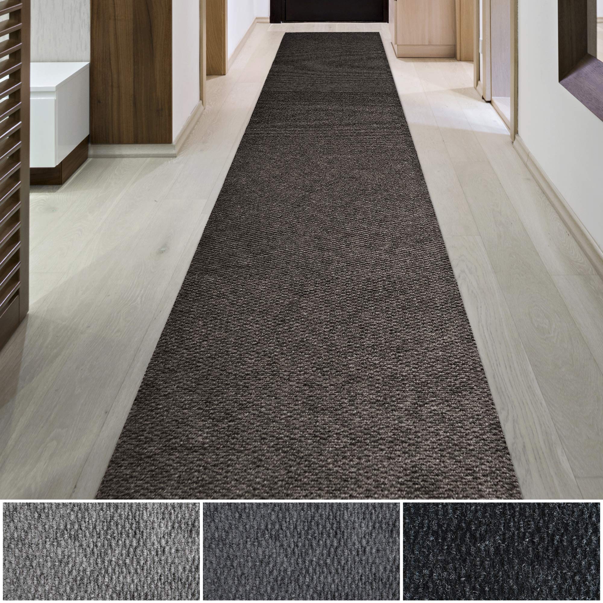 iCustomRug Spartan Weather Warrior Heavy Duty Indoor/Outdoor Utility Textured Runner, Non-Slip Rubber Backing 4 x 48 Brown