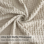Phf Ultra Soft Waffle Weave Pillowcases King Size 20' X 36' 2 Pack, No Insert, Breathable Skin-Friendly Pillow Shams, Decorative Waffle Weave Pillow Case Covers, Light Khaki/Linen