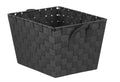 Home Basics Multi-Purpose Medium Woven Strap Open Bin Basket with Handles, Black