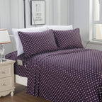 Elegant Comfort Delilah Polkadot 6-Piece Set, Fade & Wrinkle Resistant, 1500 Premium Hotel Quality Microfiber Deep Pocket Fitted Sheet Featuring Smart Pockets, Polkadot Sheet Set, King, Purple