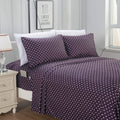 Elegant Comfort Delilah Polkadot 4-Piece Set, Fade & Wrinkle Resistant, 1500 Premium Hotel Quality Microfiber Deep Pocket Fitted Sheet Featuring Smart Pockets, Polkadot Sheet Set, Twin, Purple