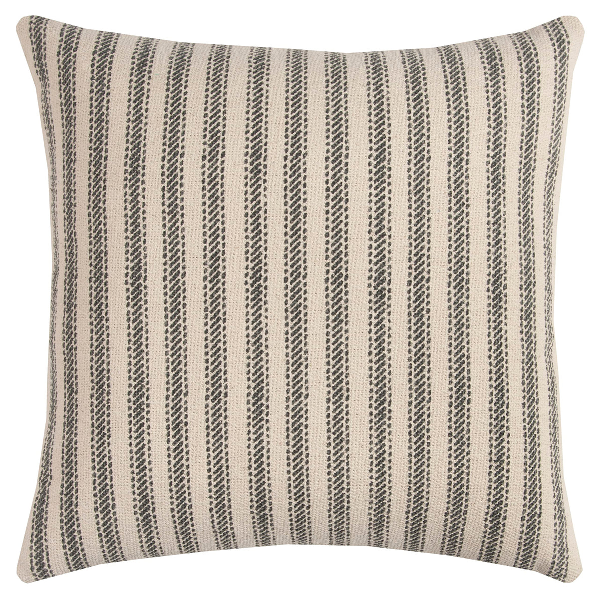 Rizzy Home | T11038 | Poly Fill Decorative Pillow | 20"X20" Gray/Neutral/Brown Ticking Stripe