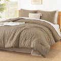Litanika Taupe California King Comforter Set, 3 Pieces Cal King Oversized Chevron Tufted Boho Bedding Comforter Sets, Fluffy Bed