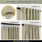 Mysky Home Patio Sage Curtains For Sliding Door, Living Room Curtains & Drapes Soft Farmhouse Window Treatments 90 Inch Length 2 Panels Set Linen Look Semi Sheer Draperies, 50' W X 90' L, Sage Green