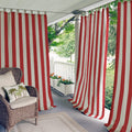Elrene Home Fashions Highland Stripe Indoor/Outdoor Curtain Panel, 50 Inches X 95 Inches, Red