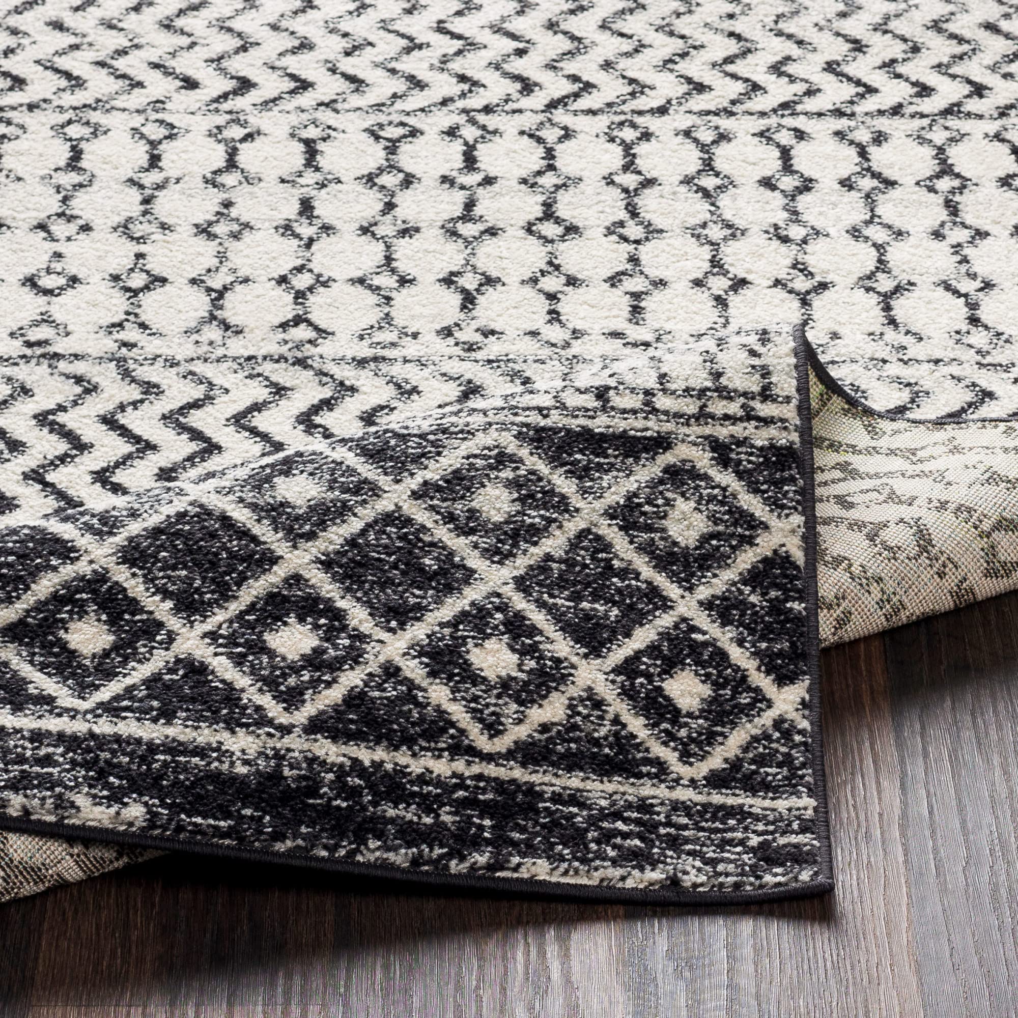 Livabliss Chester Boho Moroccan Area Rug,3' X 5' Oval,Black