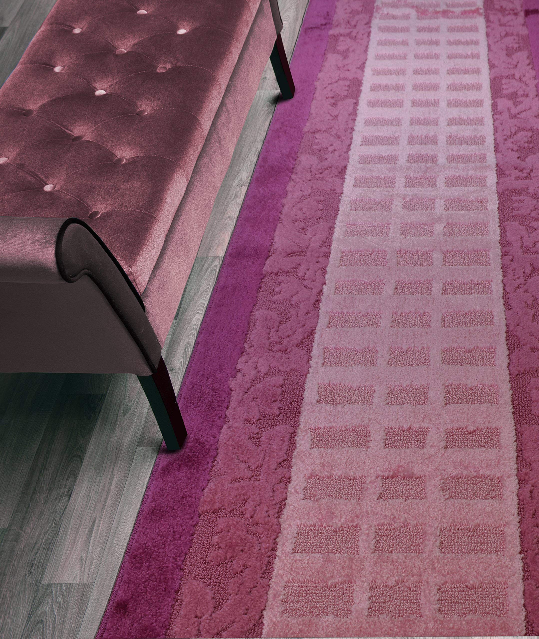 ORFA HOME Custom Size Leaves Hallway Runner Rug Slip Resistant, 26 Inch Wide x Your Choice of Length Size, Pink, 26 Inch X 5 Fee