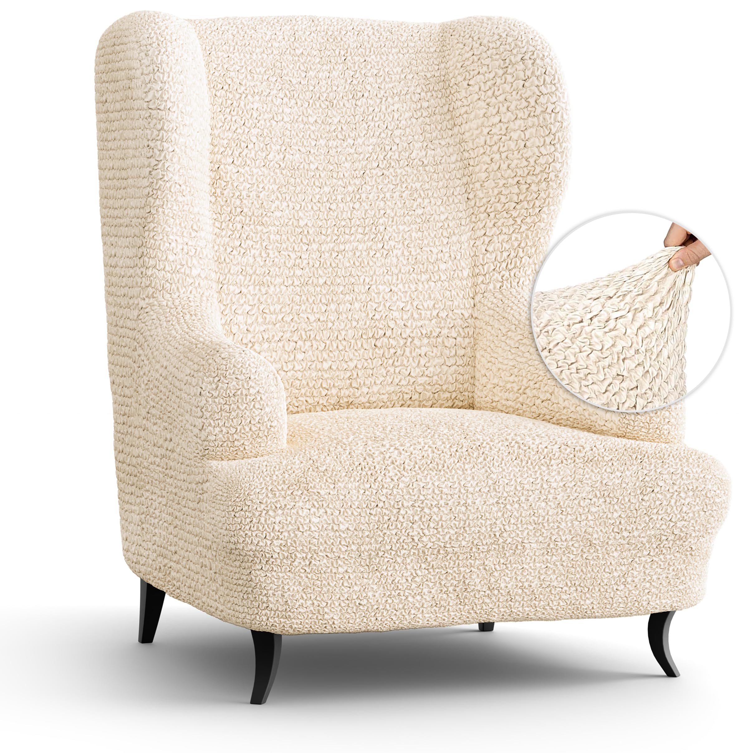 PAULATO BY GA.I.CO. Wingback Chair slipcover - High Back Chair Slipcover - Armchair Cover - 1-Piece Form Fit Stretch Furniture P