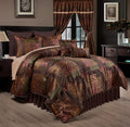 Chezmoi Collection Amelia 9-Piece Floral Jacquard Patchwork Comforter Set, King, Multi-Color