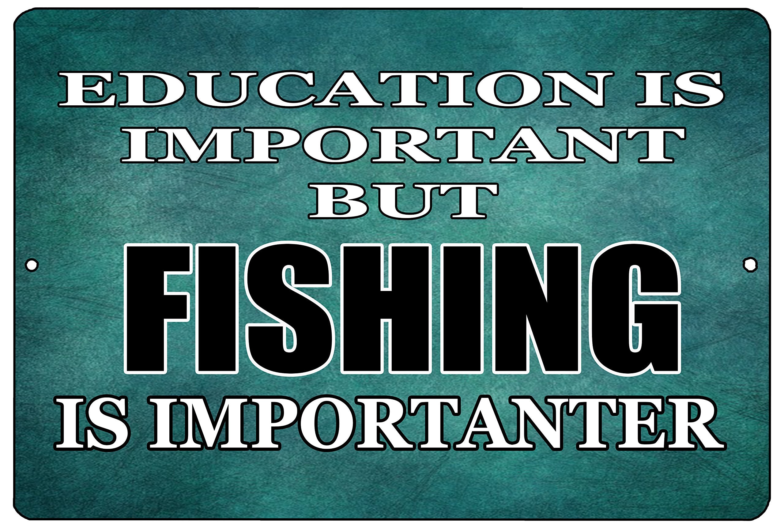 Rogue River Tactical Funny Fishing Boat Metal Tin Sign Wall Decor Man Cave Bar Education is Important Fish
