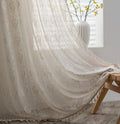 Sutuo Home Crochet Boho Curtain Rose Florals Embroidery, Sheer Lace Handmade Tassels Knitted Window Treatment Vintage Rustic Boh