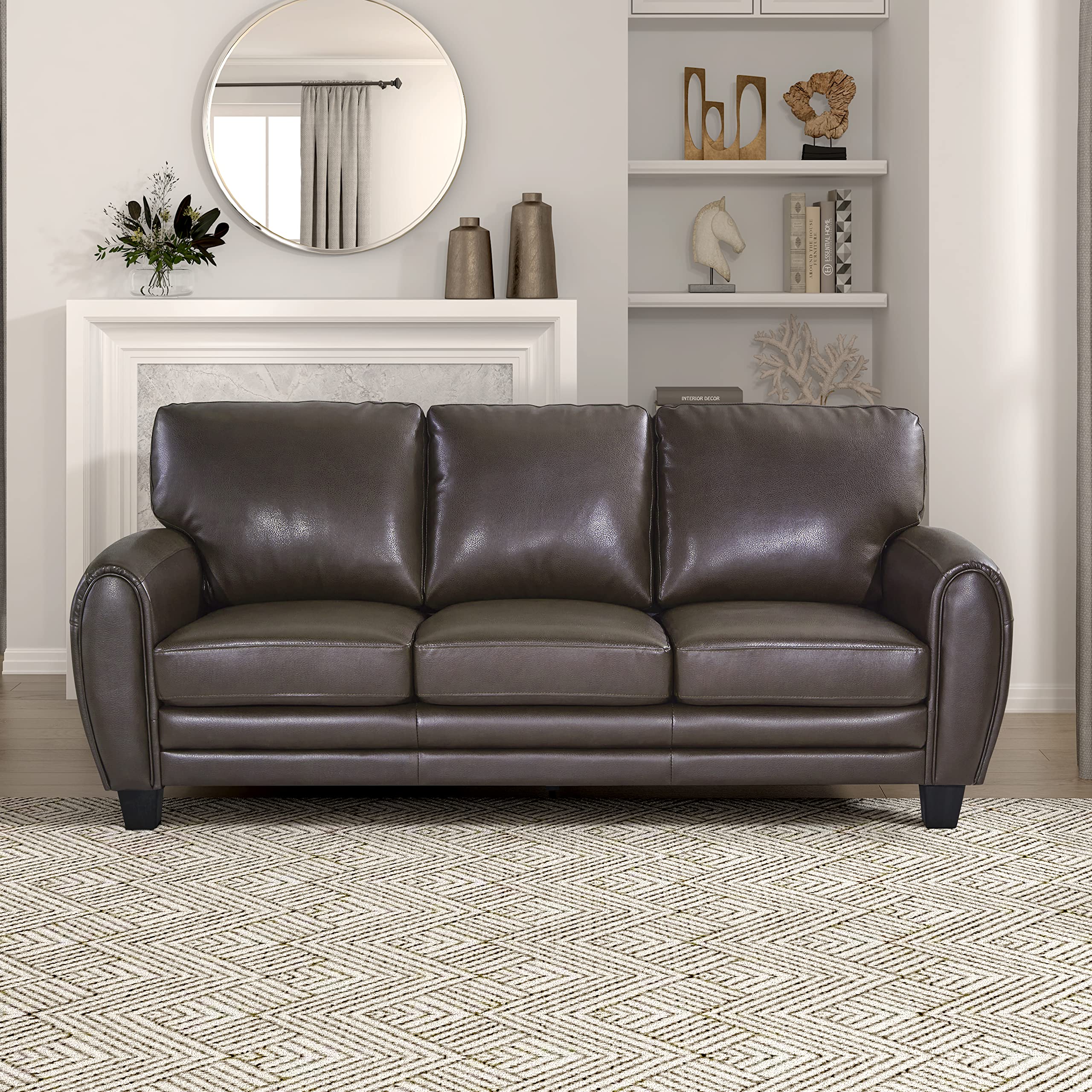 Homelegance Rubin 85 Bonded Leather Sofa, Dark Brown