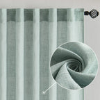 Miulee Dusty Blue Linen Curtains 84 Inch Length 2 Panels For Bedroom Living Room, Soft Thick Linen Textured Window Drapes Semi Sheer Light Filtering Back Tab Rod Pocket Burlap Look, 37X84 Inches