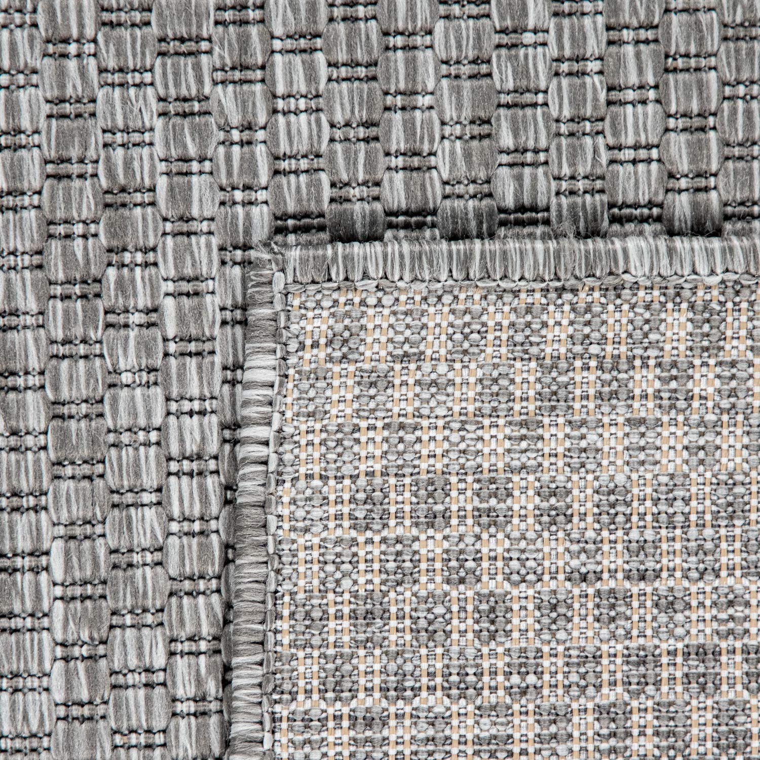 Solid Outdoor Rug For Patio Or Balcony Weatherproof In Mottled Grey, Size: 6'7' X 9'2'