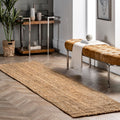 nuLOOM Ashli Solid Farmhouse Jute Runner Rug, 2' 6'' x 6', Natural