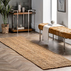 nuLOOM Ashli Solid Farmhouse Jute Runner Rug, 2' 6'' x 6', Natural