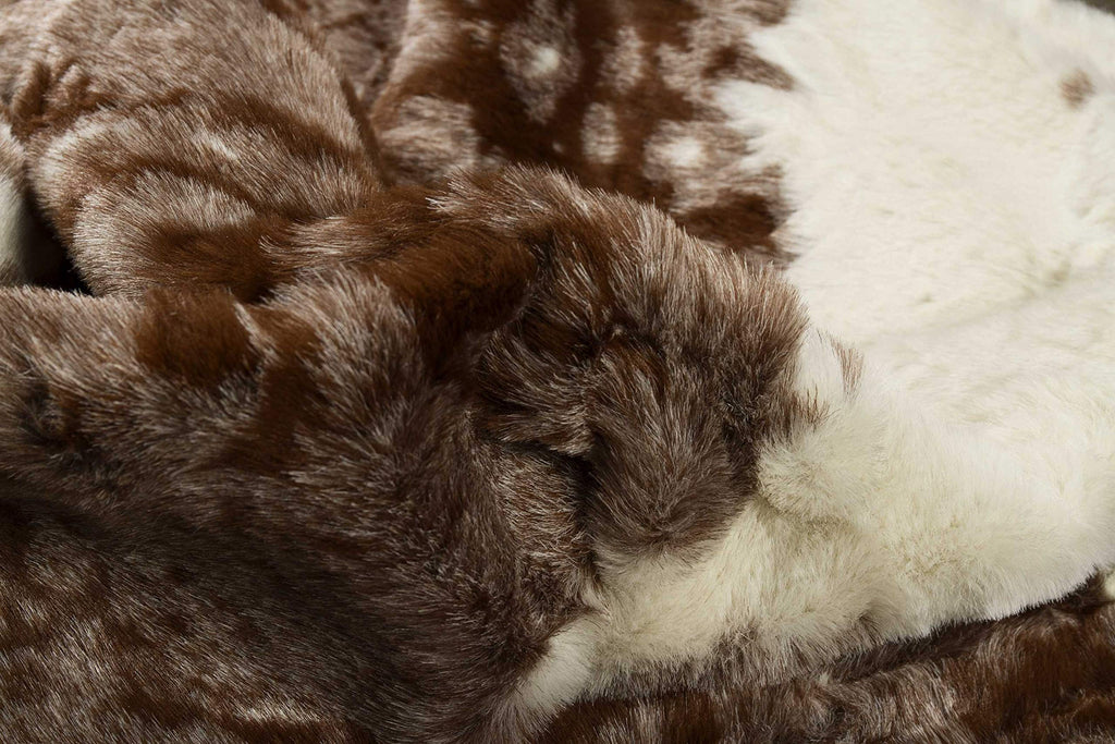 HomeRoots Kitchen 63' x 90' Decorative Faux Hide Area Rug - Chocolate and White