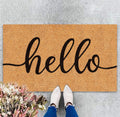 Jarthenaamcs Hello Door Mat Welcome Natural Coir Door Mat Farmhouse Floor Mat Thick Non-Slip Entrance Door Rugs For Indoor Outdo