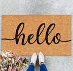 Jarthenaamcs Hello Door Mat Welcome Natural Coir Door Mat Farmhouse Floor Mat Thick Non-Slip Entrance Door Rugs For Indoor Outdo
