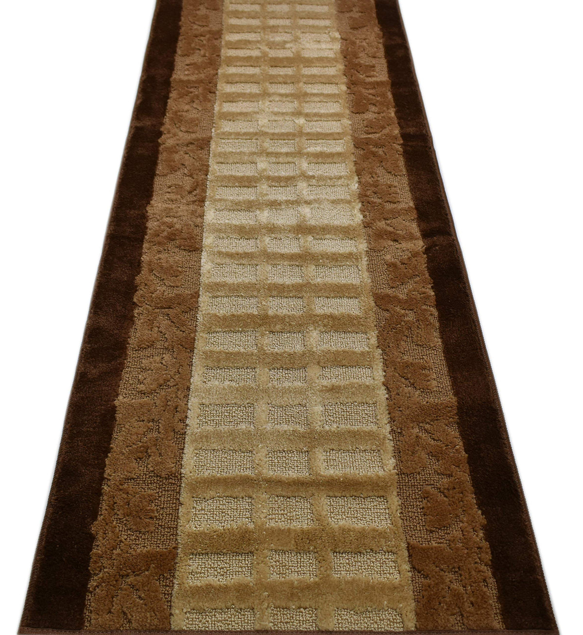 ORFA HOME Custom Size Leaves Hallway Runner Rug Slip Resistant, 26 Inch Wide x Your Choice of Length Size, Brown, 26 Inch X 35 F