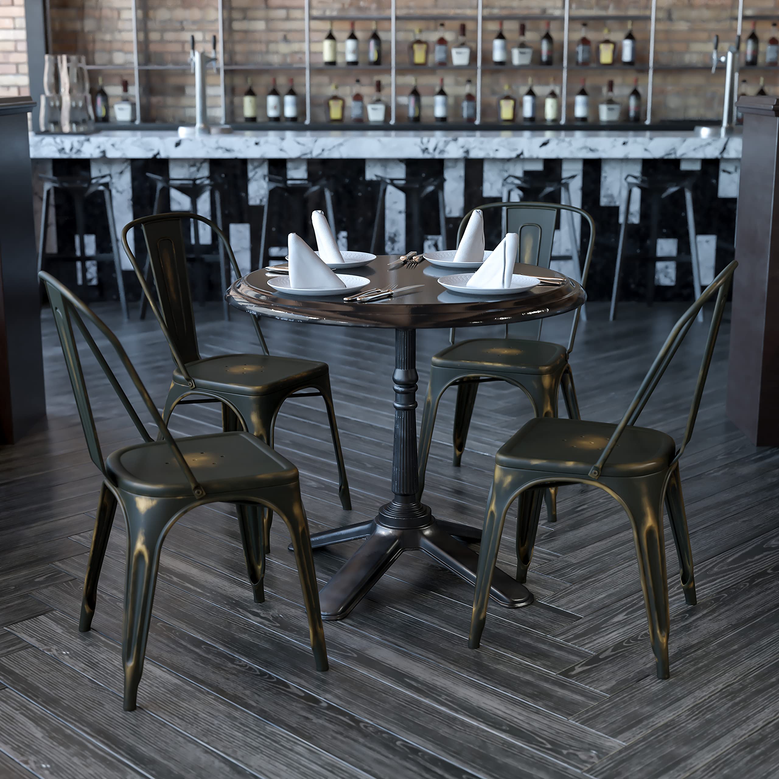 4 Pk. Distressed Copper Metal Indoor Stackable Chair