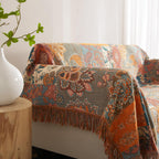 Boho Throw Blanket For Bed 90   X98   , 100% Cotton Woven Blanket For Couch Sofa, Ultra Soft 4-Layer Muslin Quilt With Patchwork