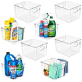 Sorbus 8 Pack Medium Clear Plastic Storage Bins, Clear Organizer Bins with Handle for Kitchen, Pantry, Cabinet, Refrigerator, Cr