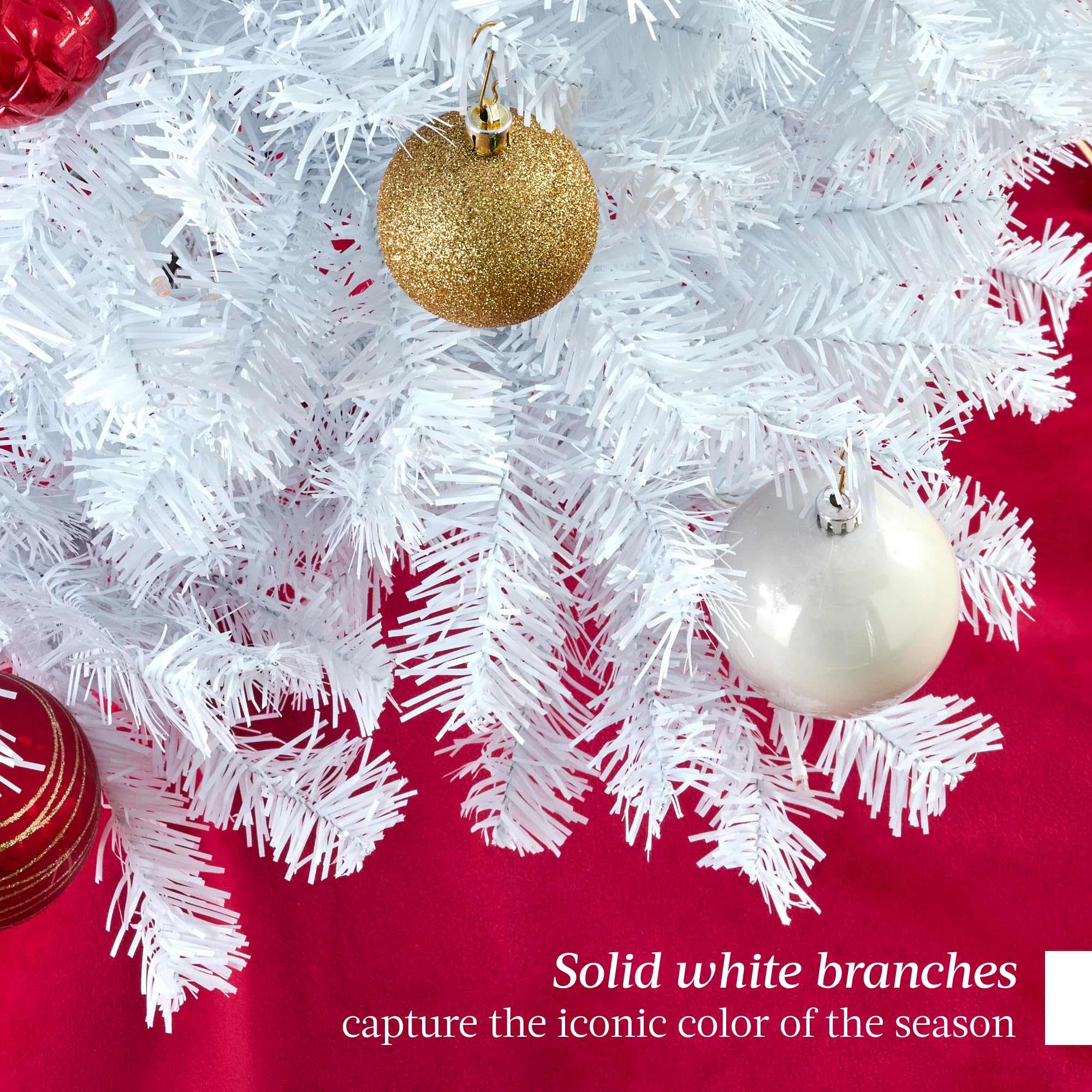 Best Choice Products Artificial Christmas Tree, White 7.5Ft Premium Pine Unlit Holiday Decoration, Full Size D  Cor Easy Assembl