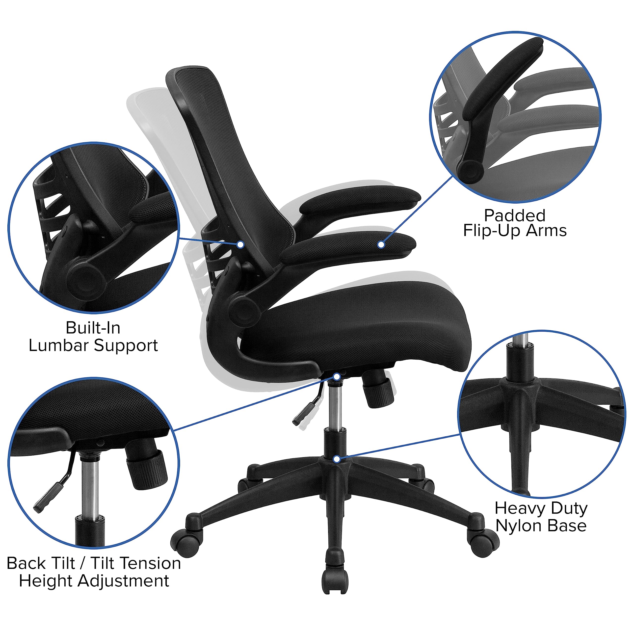 Flash Furniture Work From Home Kit - Glass Desk With Keyboard Tray, Ergonomic Mesh Office Chair And Filing Cabinet With Lock & Side Handles