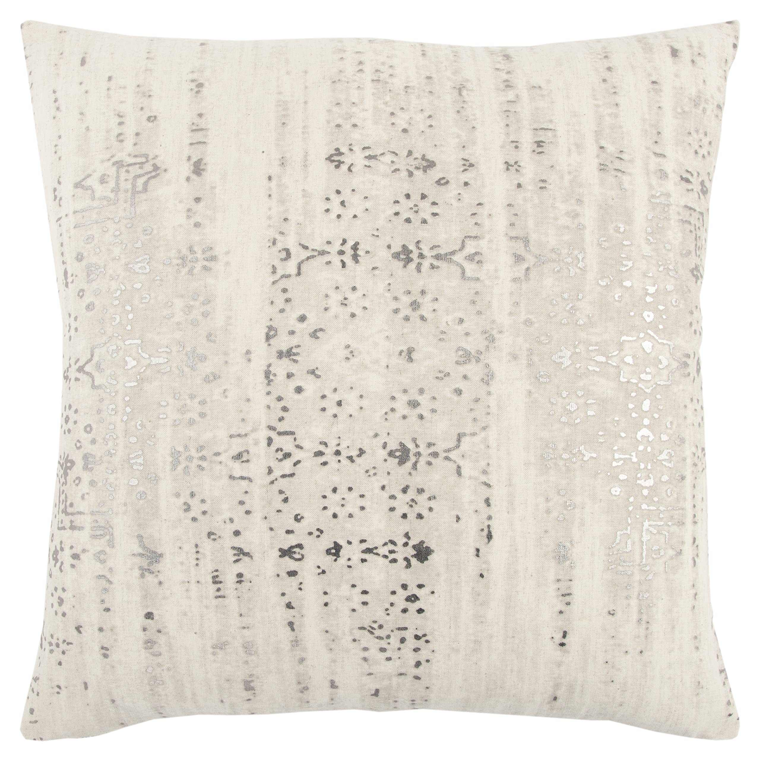 Rizzy Home T13275 Decorative Pillow, 20"X20", Silver/Ivory