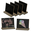 MyGift 5 x 6 Place Card Chalkboard Sign with Rustic Brown Wood Base Stand for Wedding, Food Buffet Label, Table Numbers, Message