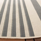 Safavieh Courtyard Collection 5'3'' Round Grey/Bone Cy6062 Stripe Indoor/ Outdoor--Waterproof Easy--Cleaning Patio Backyard Mudr