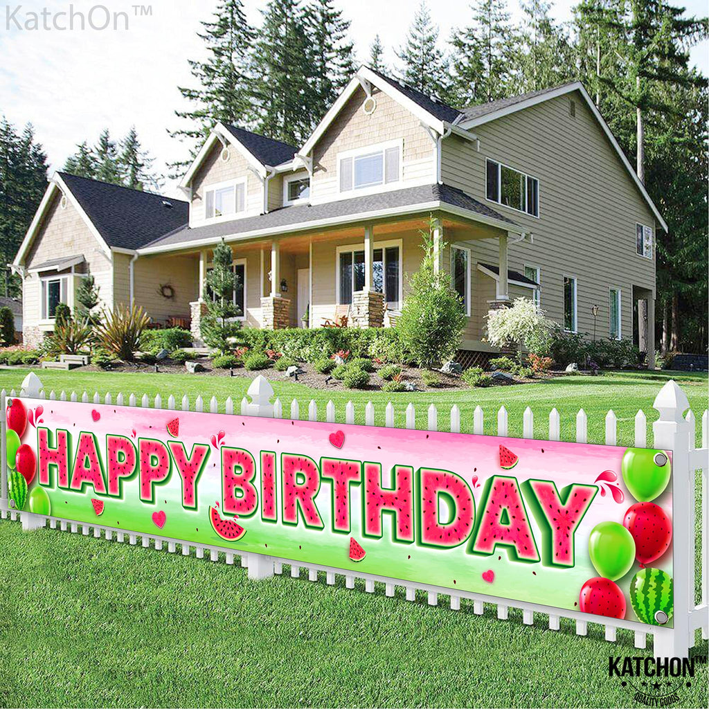Katchon, Large Watermelon Birthday Banner - 120X20 Inch | One In A Melon Party Decorations | Watermelon Yard Banner, Watermelon