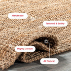Nuloom Ashli Solid Farmhouse Jute Runner Rug, 2' 6'' X 6', Natural